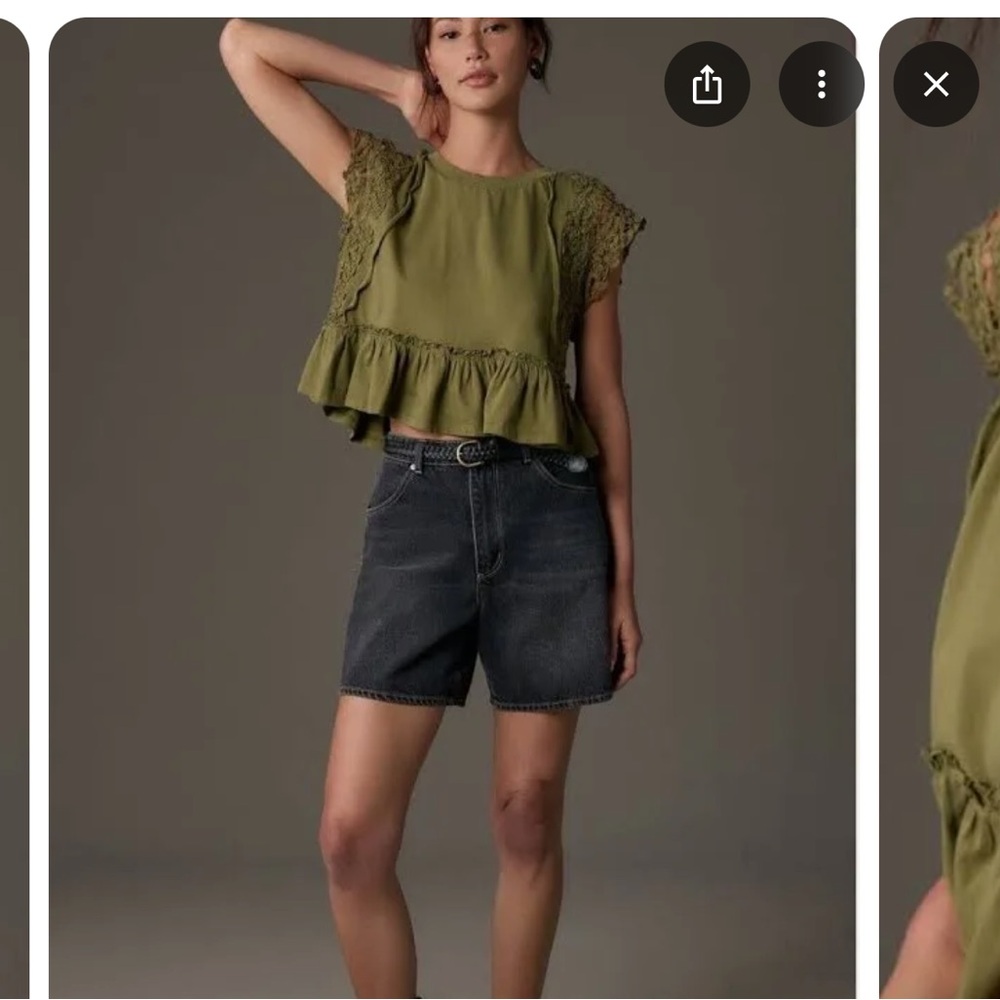 Anthropologie Green Baby Doll Blouse Top - Picture 3 of 12